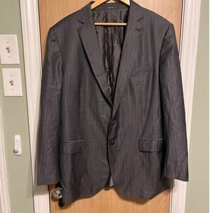Ermenegildo Zegna Trofeo Mila Suit Jacket Blazer Wool 58L / 48L Gray Pinstripe
